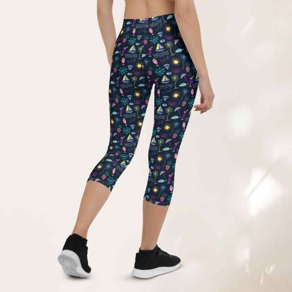 sunset graffiti capri leggings