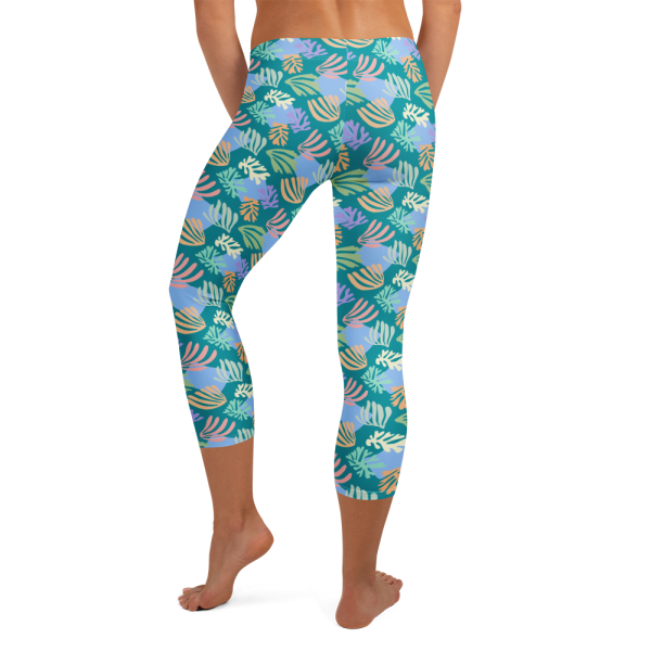 emerald palm capri leggings