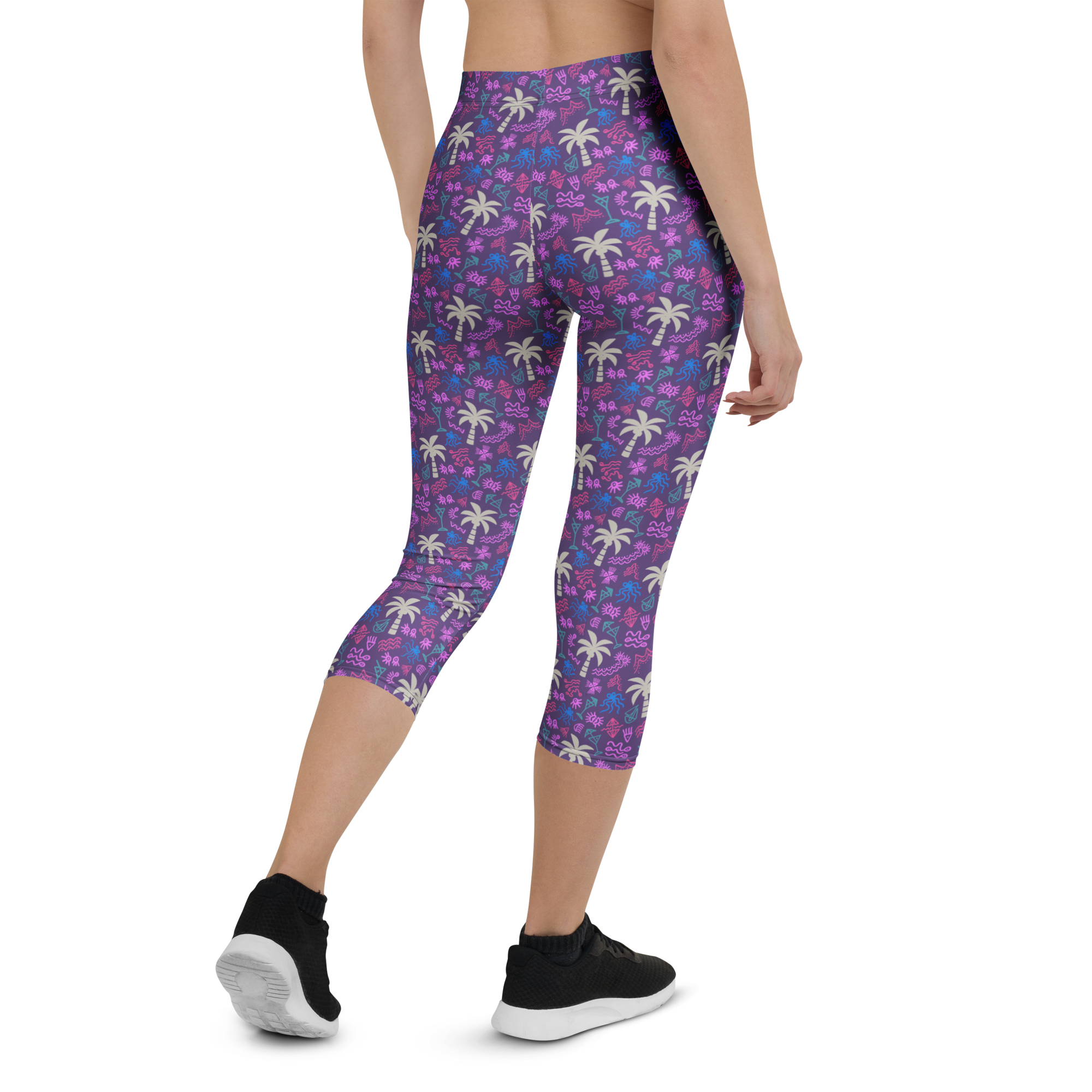 coral reefer purple capri leggings