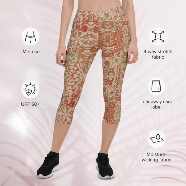 bohemian palm capri leggings