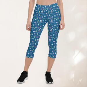 shoreline graffiti capri leggings