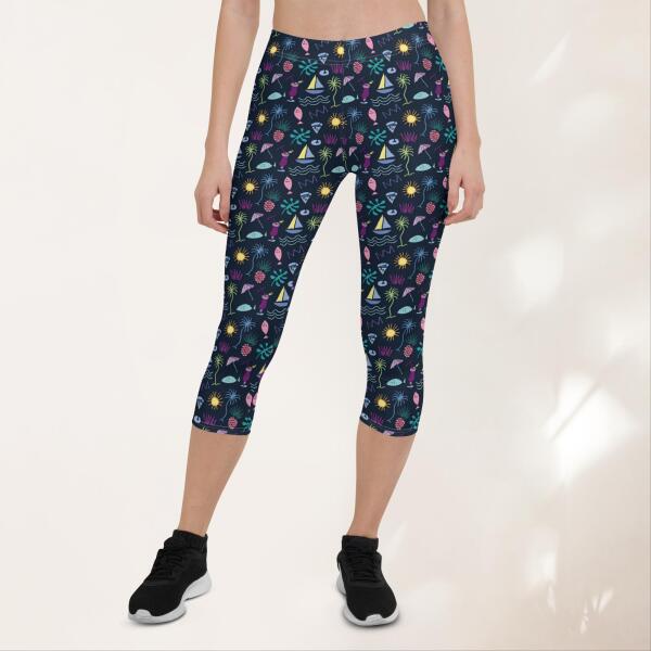 sunset graffiti capri leggings