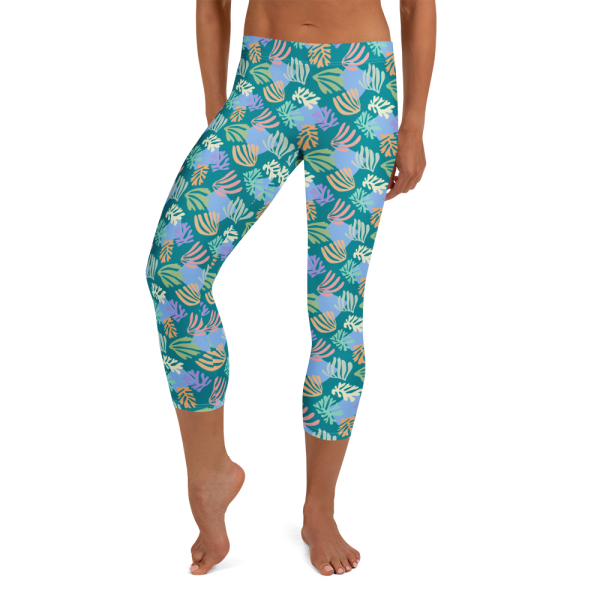 emerald palm capri leggings
