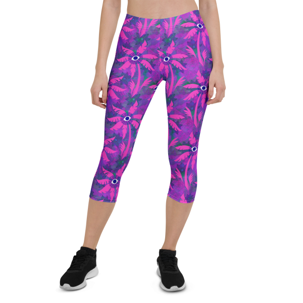 purple palm grove capri leggings