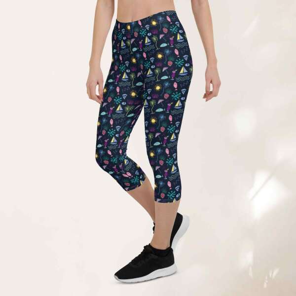 sunset graffiti capri leggings