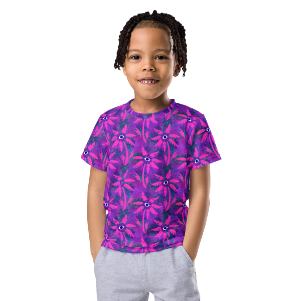 purple palm grove kids t shirt