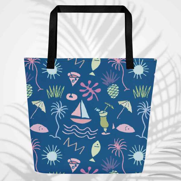 shoreline graffiti large tote bag