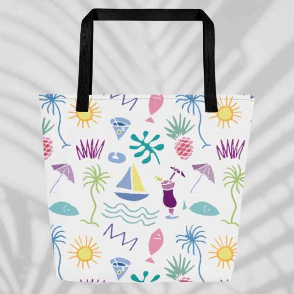 beach graffiti large tote bag