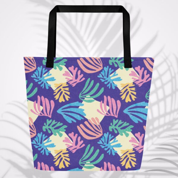 azure palm large tote bag
