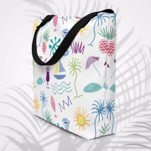 beach graffiti large tote bag