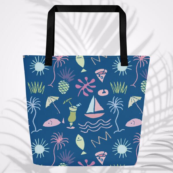 shoreline graffiti large tote bag