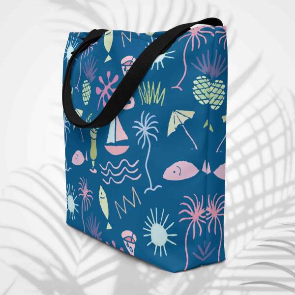 shoreline graffiti large tote bag