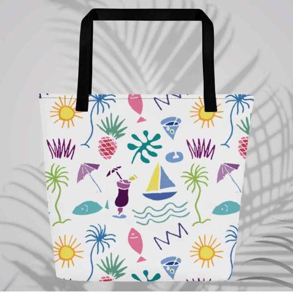 beach graffiti large tote bag