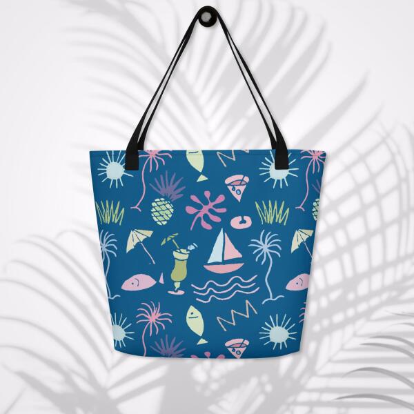 shoreline graffiti large tote bag