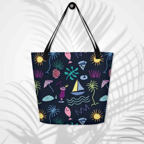 sunset graffiti large tote bag