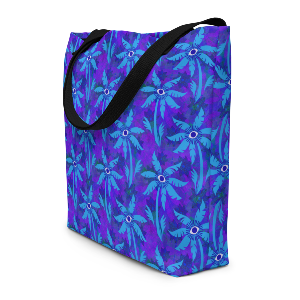 blue palm grove large tote bag