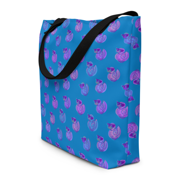 ducks in navy large tote bag