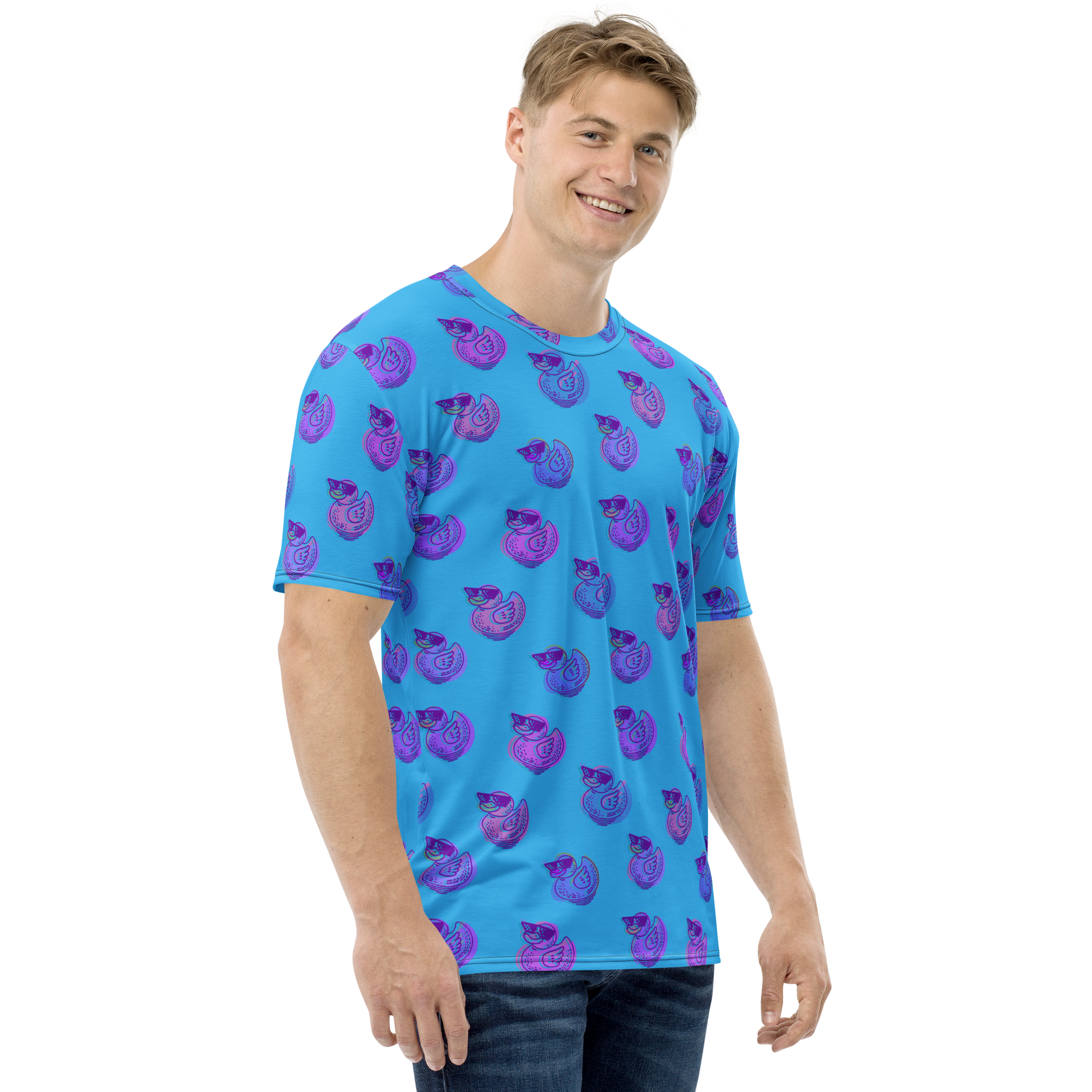 ducks in sky blue men's t shirt