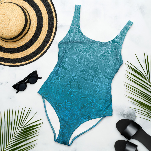 tropical shore one piece swimsuit