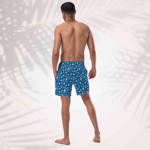 all over print recycled swim trunks