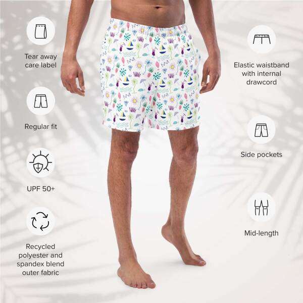 beach graffiti men’s swim trunks