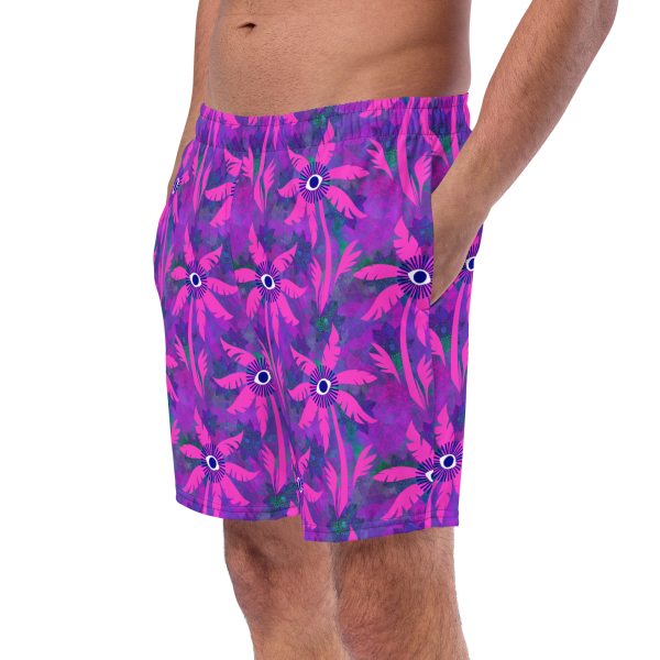 purple palm grove swim trunks