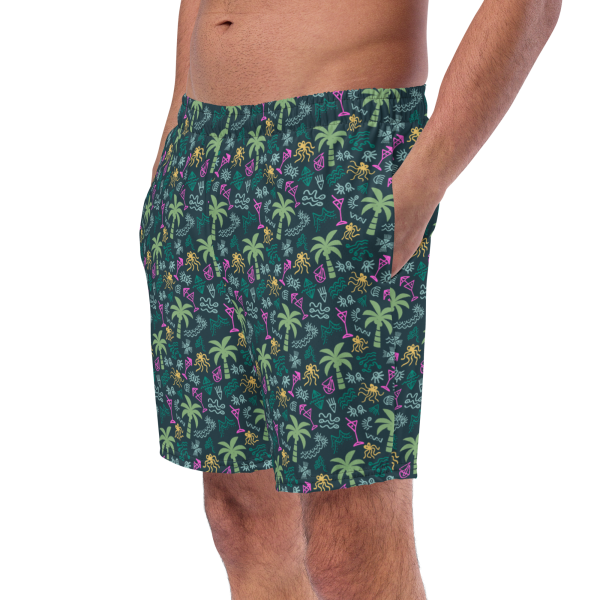 coral reefer green mens swim trunks