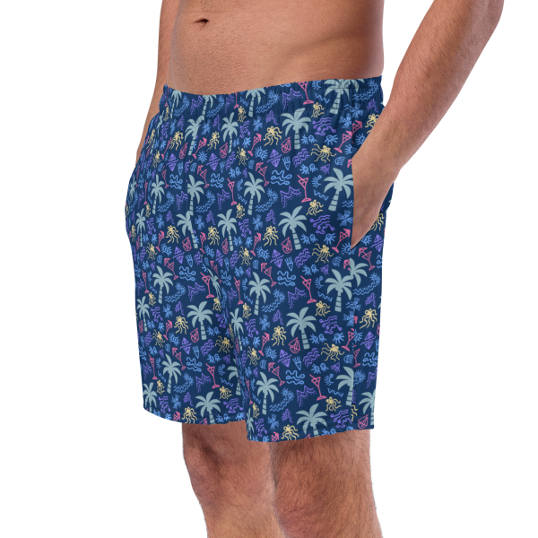 coral reefer blue mens swim trunks