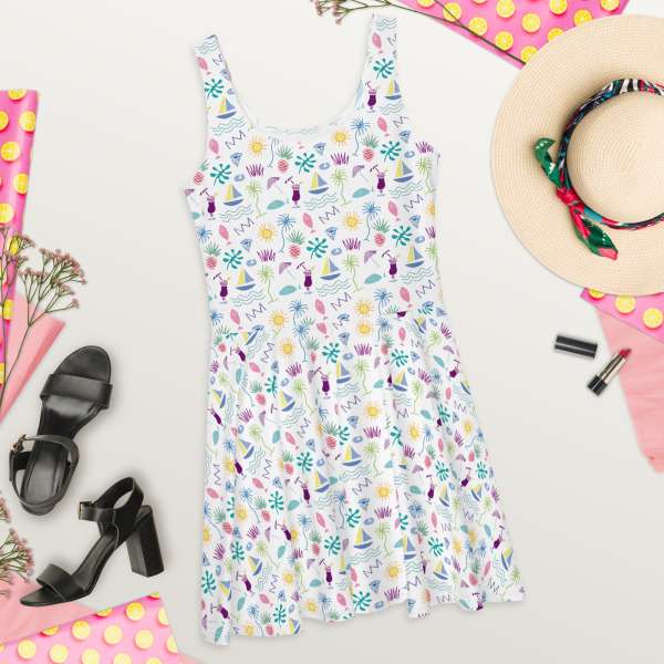 beach graffiti skater dress