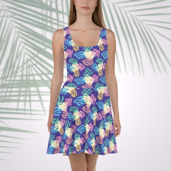 azure palm skater dress