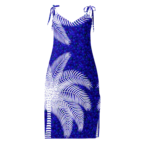 lone white palm tie strap midi dress
