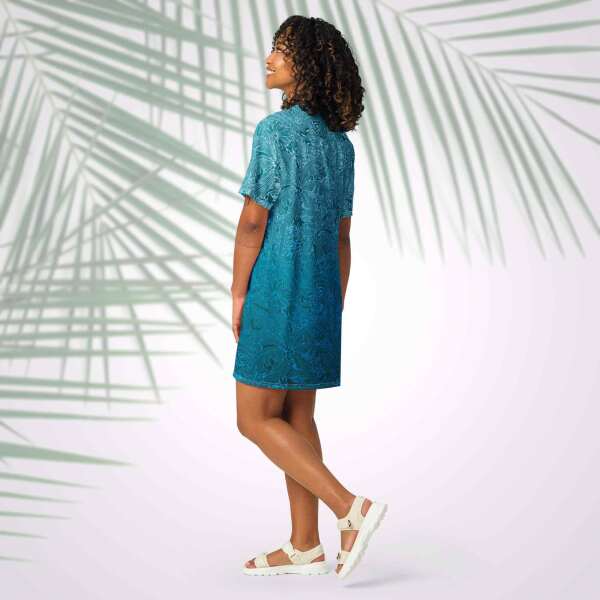 tropical shore t shirt dress