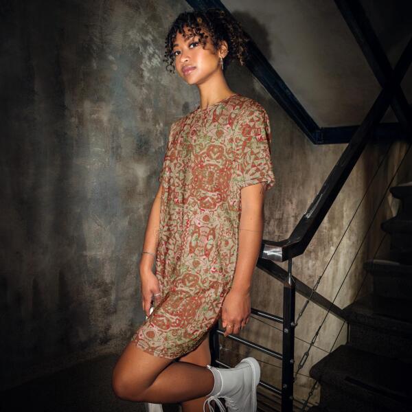 bohemian palm t shirt dress