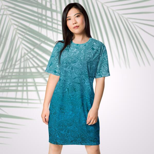 tropical shore t shirt dress