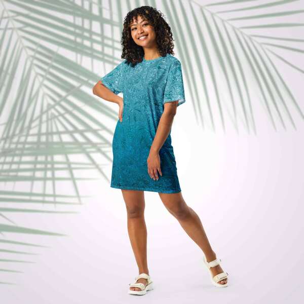 tropical shore t shirt dress