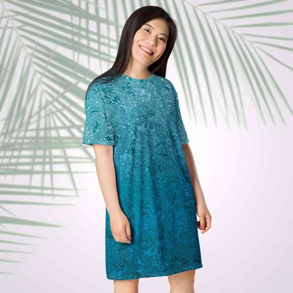 tropical shore t shirt dress