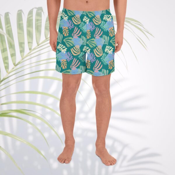 emerald palm unisex long athletic shorts