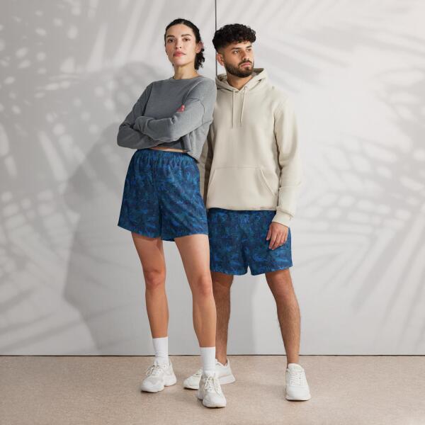 indigo oasis unisex long athletic shorts