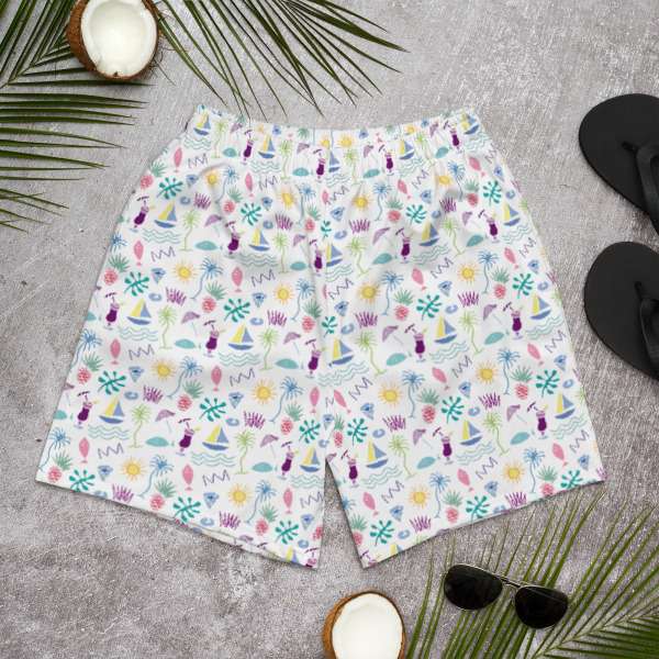 beach graffiti unisex long athletic shorts