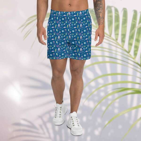 shoreline graffiti unisex long athletic shorts