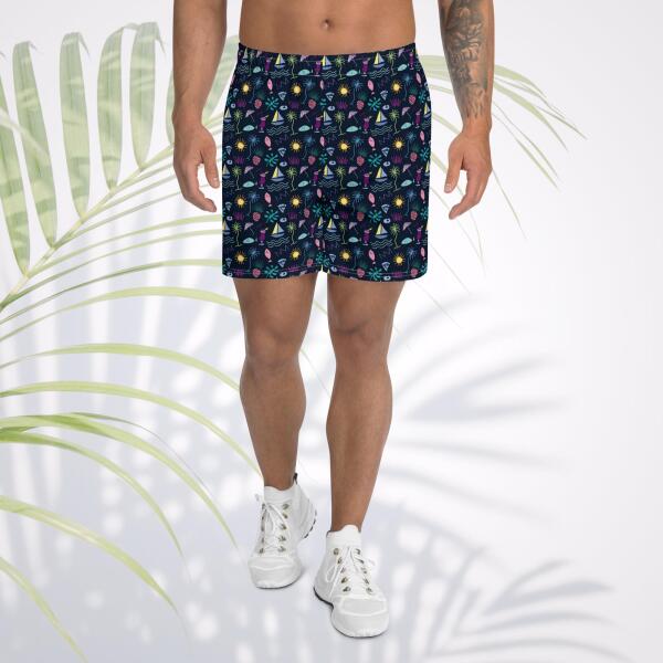 sunset graffiti unisex long athletic shorts