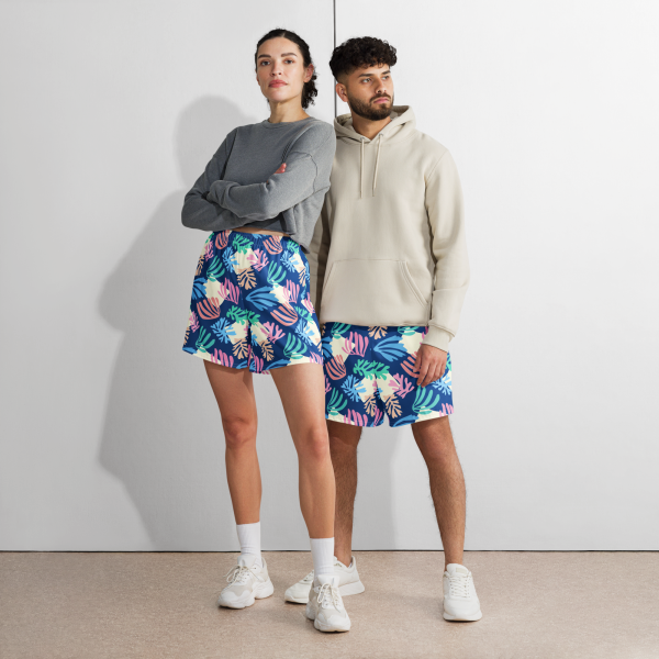 Azure palm unisex long athletic shorts