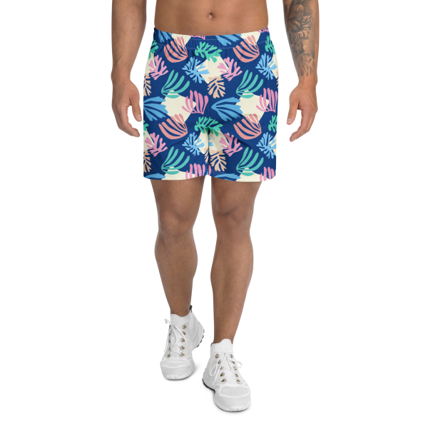Azure palm unisex long athletic shorts