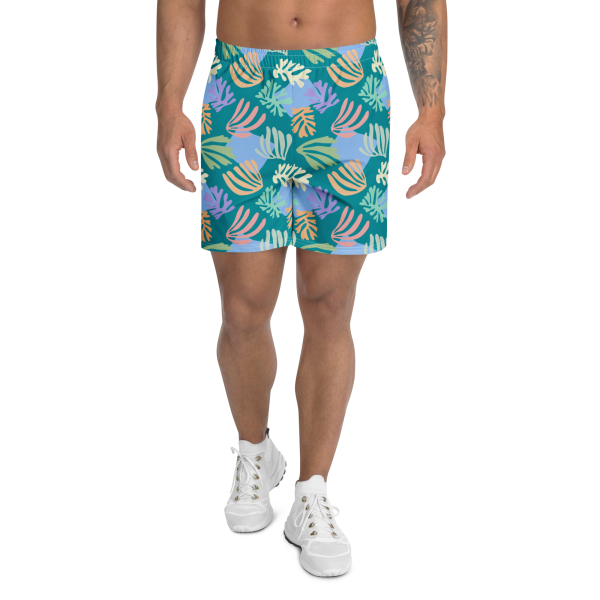 Emerald palm unisex long athletic shorts