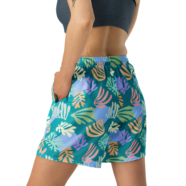 Emerald palm unisex long athletic shorts