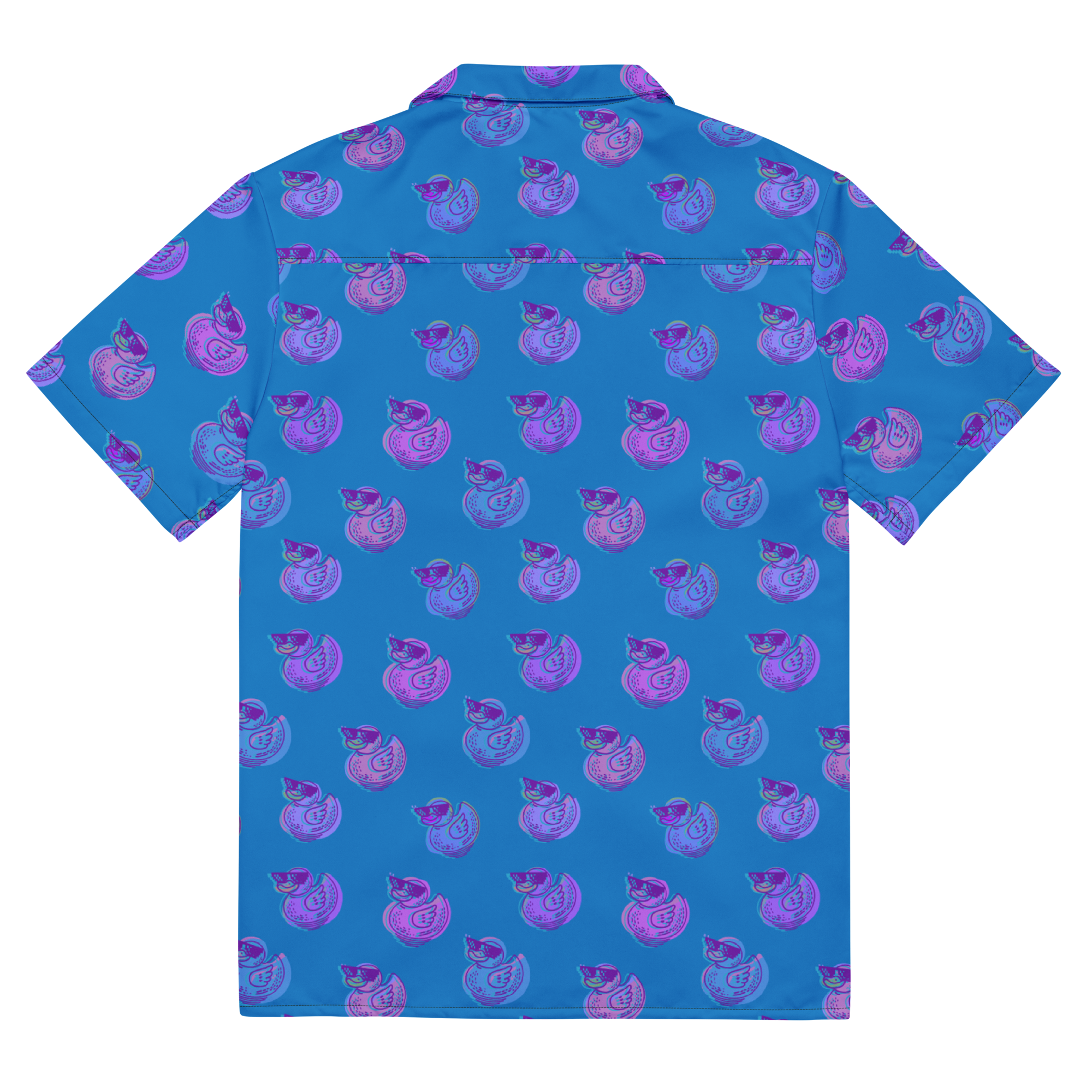 ducks in navy unisex button shirt