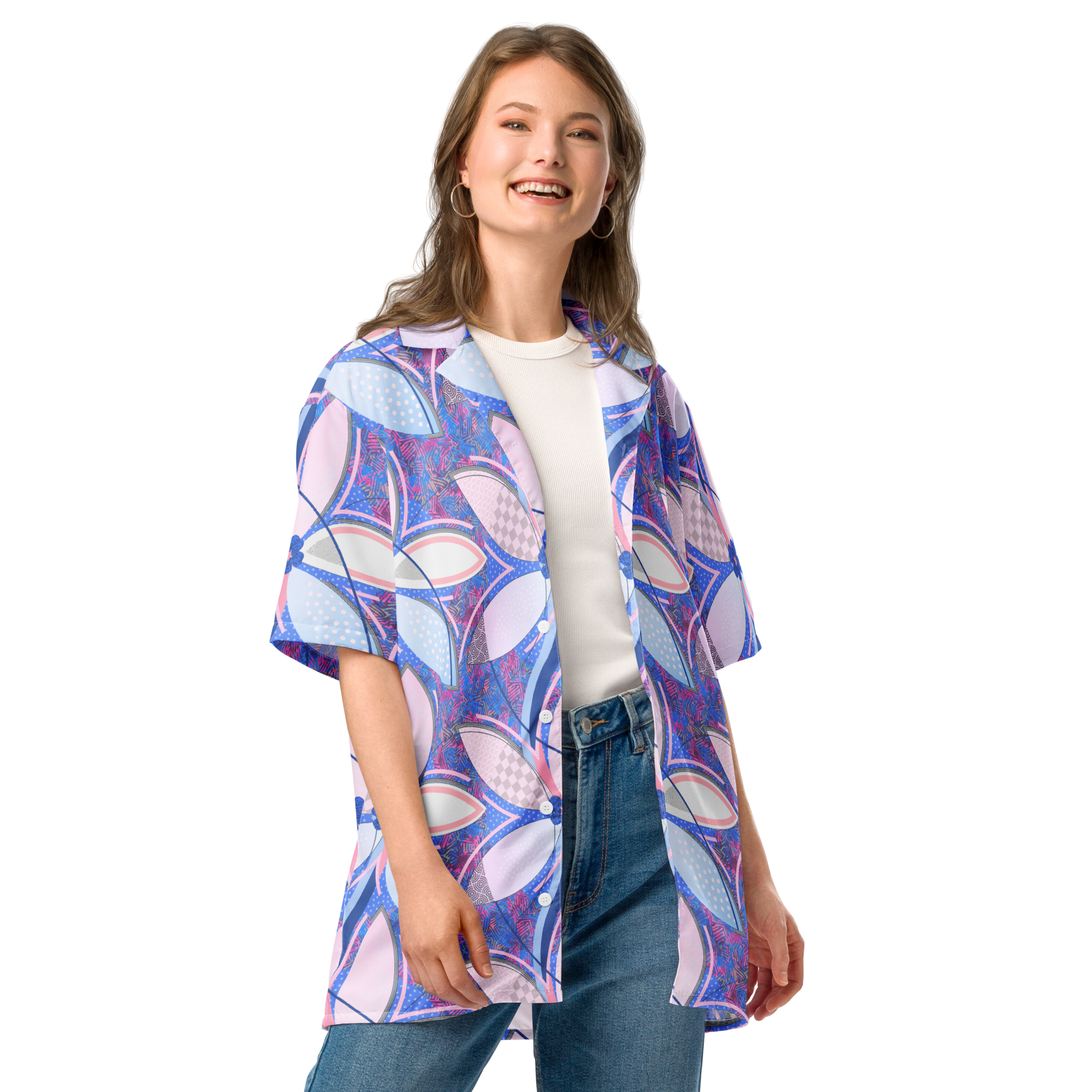 palm circle unisex button shirt