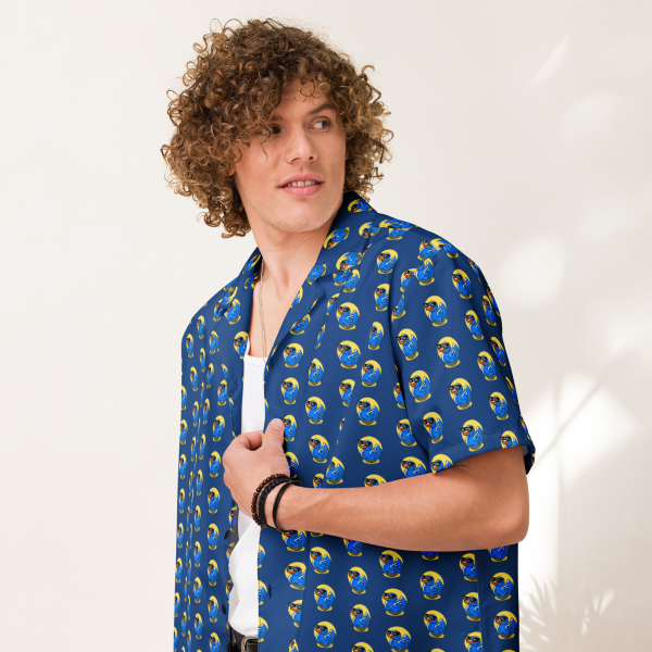 swimtime ducks dark cerulean hawaiian shirt