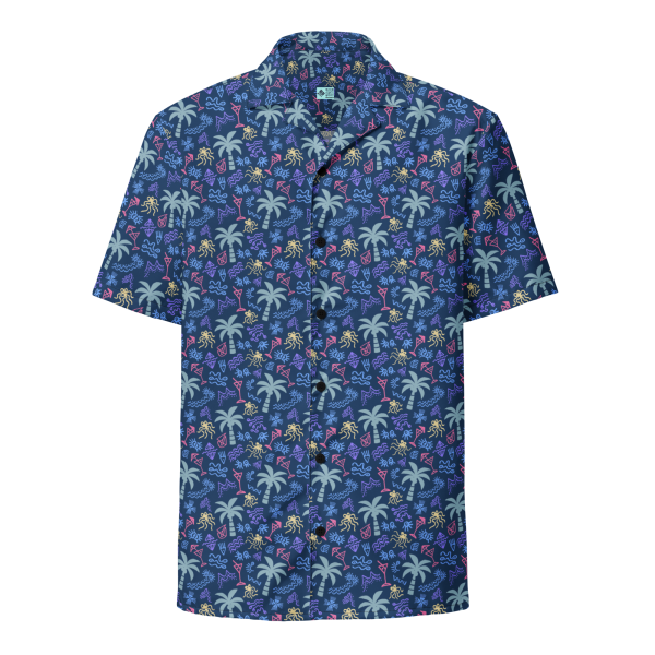 coral reefer blue button shirt