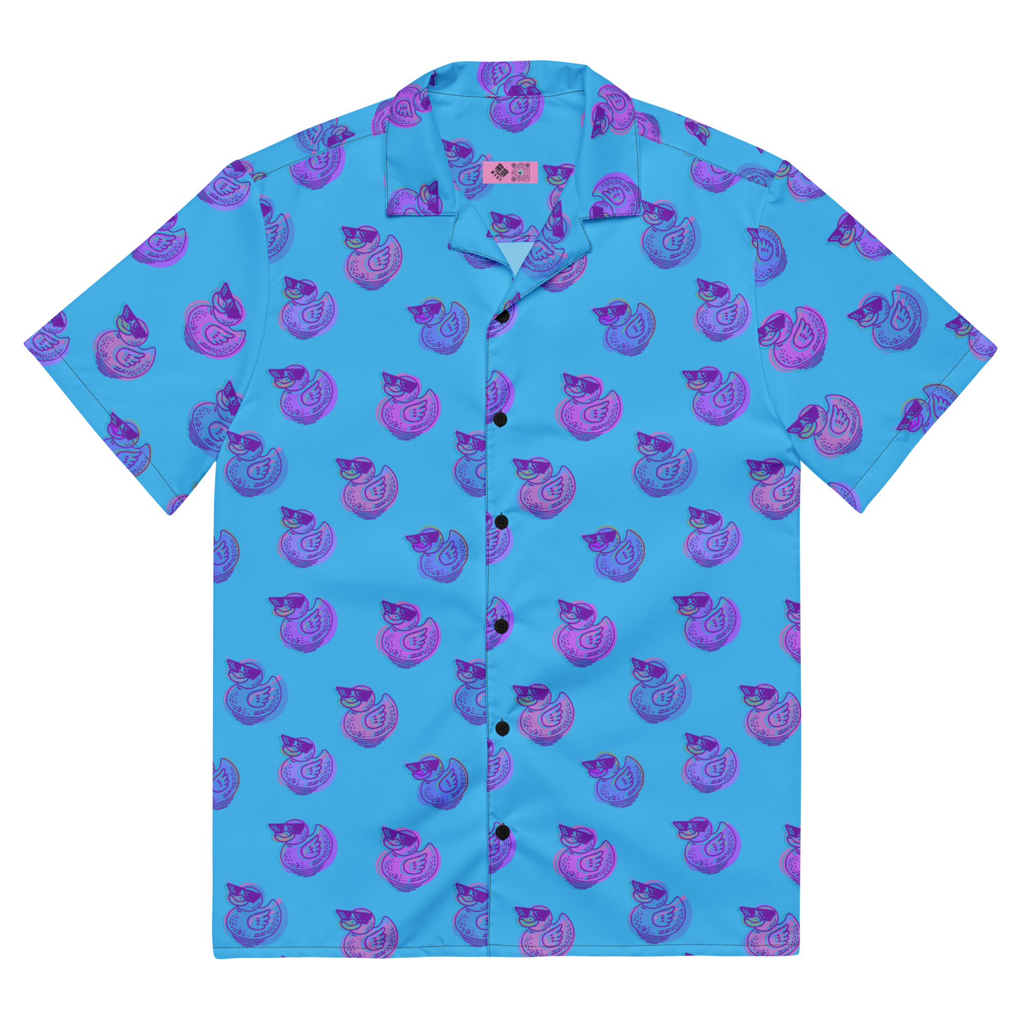 ducks in sky blue unisex button shirt